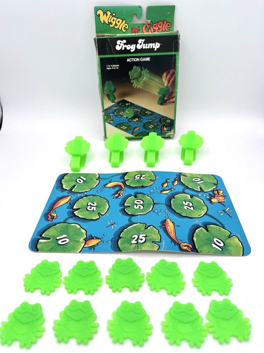 RARE Vintage Wiggle N' Giggle Plastic Frog Jump International Games 1988 Travel
